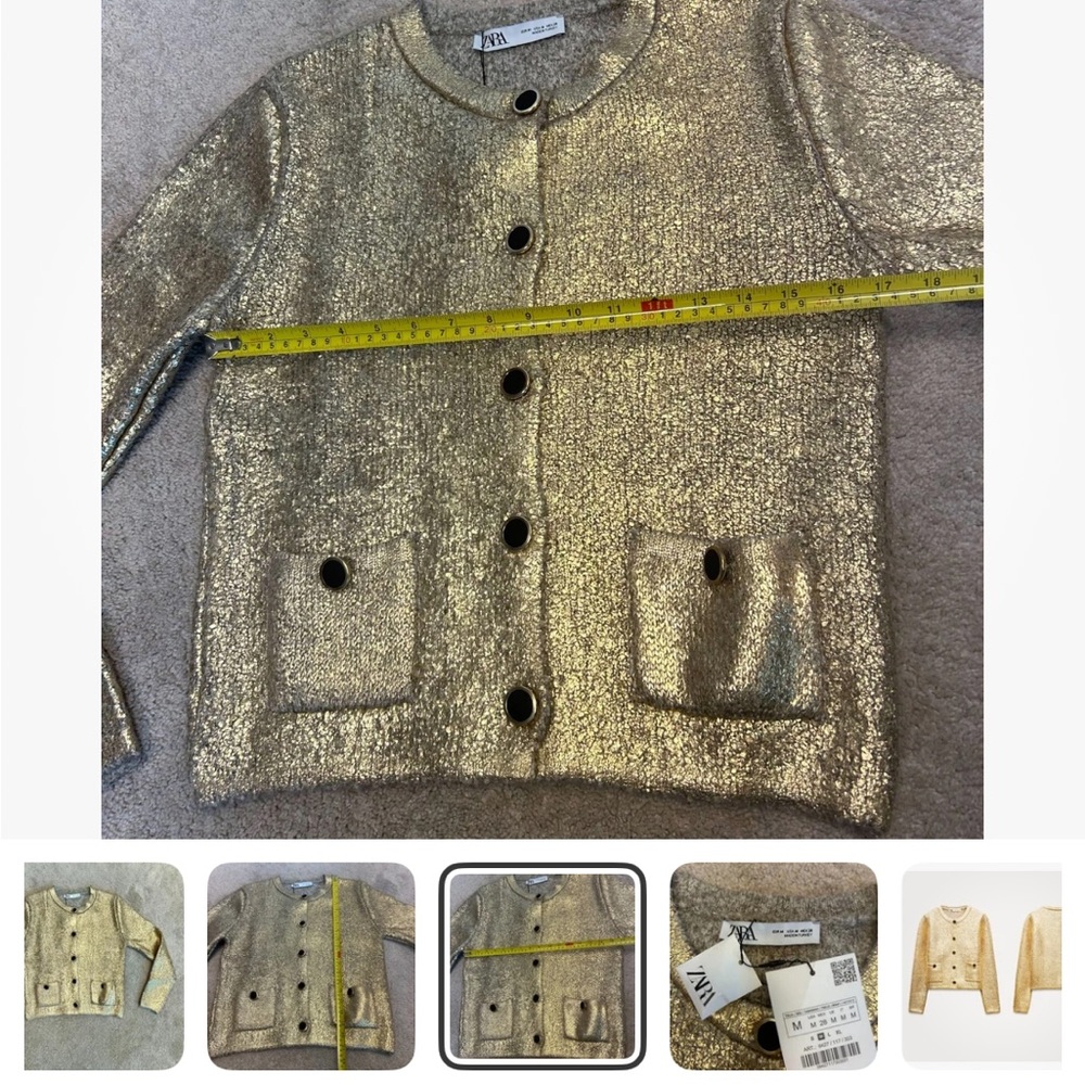 Zara Gold foil Button-Up sweater - Picture 9 of 9
